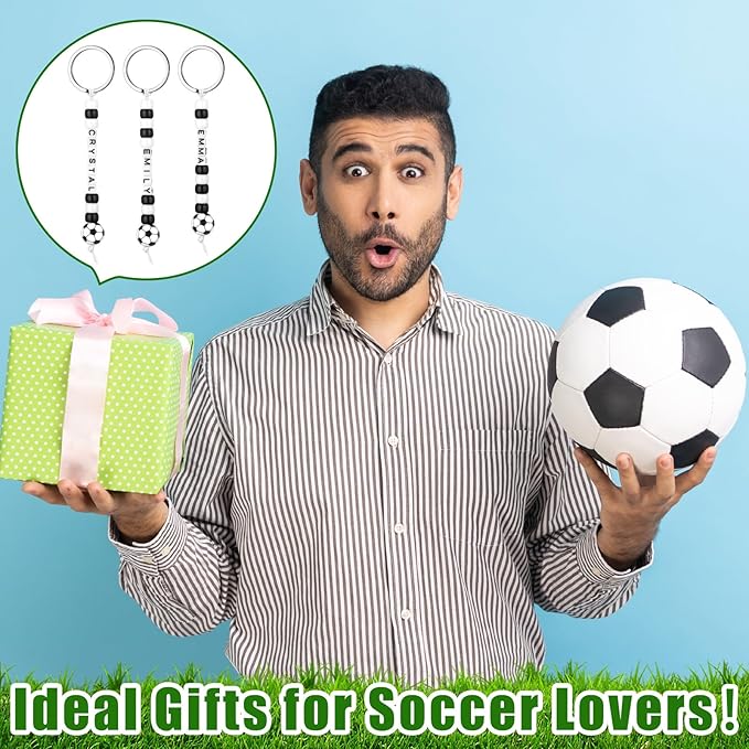 Landical 564 Pcs Soccer Keychain Making Kit DIY Soccer Bead Key Chain Craft Adjustable Sport Letter Bead Charm Sport Theme Party Favor Gift Backpack Accessories Holiday Decoration(Joyous Color)