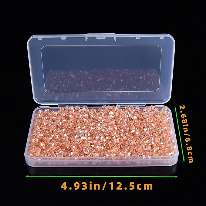laopottbeads 1100pcs 4mm bicone crystal glass beads for jewelry making, sparkling mini beads for suncatchers, diy bracelets & craft projects (pink)