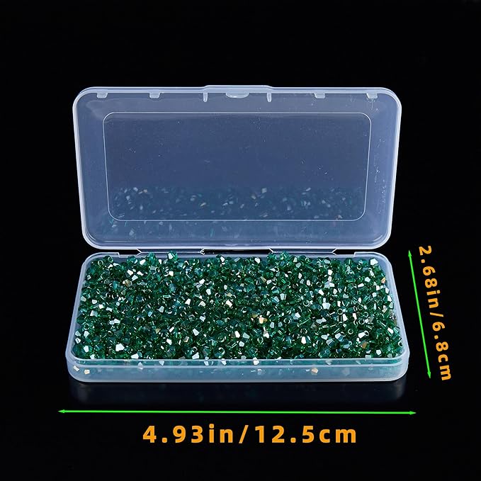 laopottbeads 1100pcs 4mm bicone crystal glass beads for jewelry making, sparkling mini beads for suncatchers, diy bracelets & craft projects (malachite green)