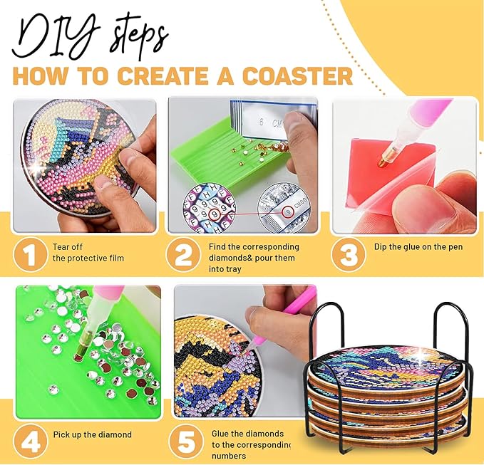 8 pcs Diamond Painting Coasters | Diamond Art Coasters | Landscape Diamond Art Painting | Perfect Art Craft Gift for Landscape Lover, Dad, Mom, Grandparents, Brother, Sister.