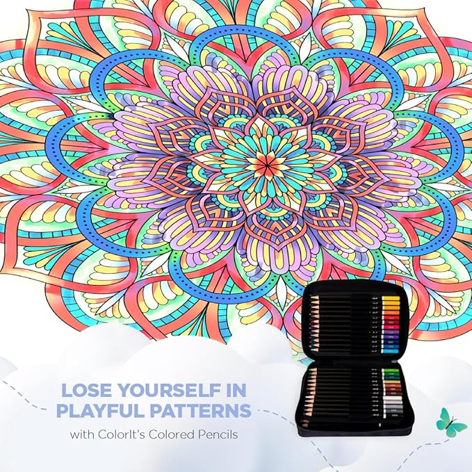ColorIt Mandalas to Color, Volume VIII Adult Coloring Book 50 Floral and Geometric Mandala Patterns and Designs, Spiral Binding, USA Printed, Lay Flat Hardback Book Cover, Ink Blotter