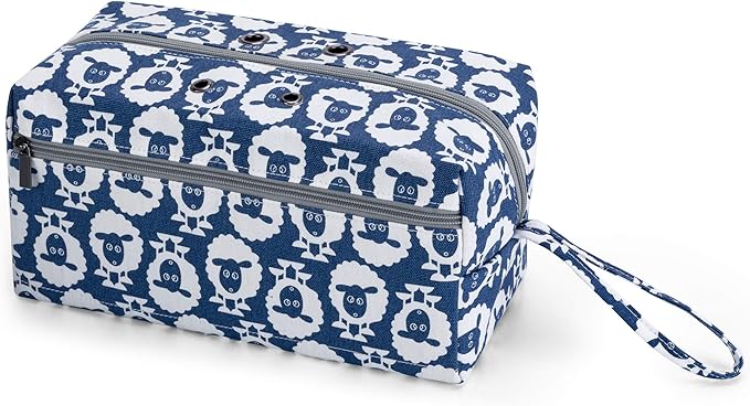 LUXJA Yarn Storage Bag, Carrying Knitting Bag for Yarn Skeins, Crochet Hooks, Knitting Needles (up to 10 Inches) and Other Small Accessories (Large, Sheep)