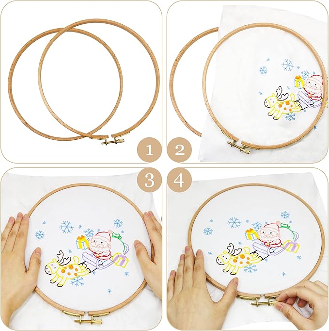 2 pack 4'' embroidery hoop, guofa 10cm beech wood cross stitch hoops, hanging embroidery frame hoop for decoration
