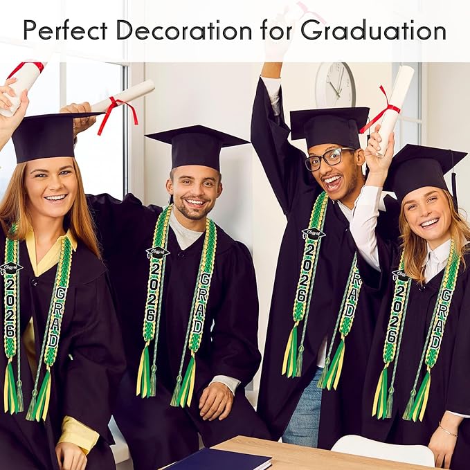 YLOLUL 16 Pcs Graduation Leis 2026 Graduation Candy Lei Kit with Honor Cord Class of 2026 Graduation Ribbon Money Lays Necklace Graduation Gift Party Accessories for Women Men