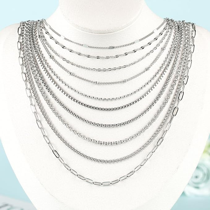 UMAOKANG Stainless Steel Chain for Jewelry Making 78.7 Feet 10 Rolls Stainless Steel Chains Bulk for Necklace Bracelet DIY Jewelry Making Supplies Findings