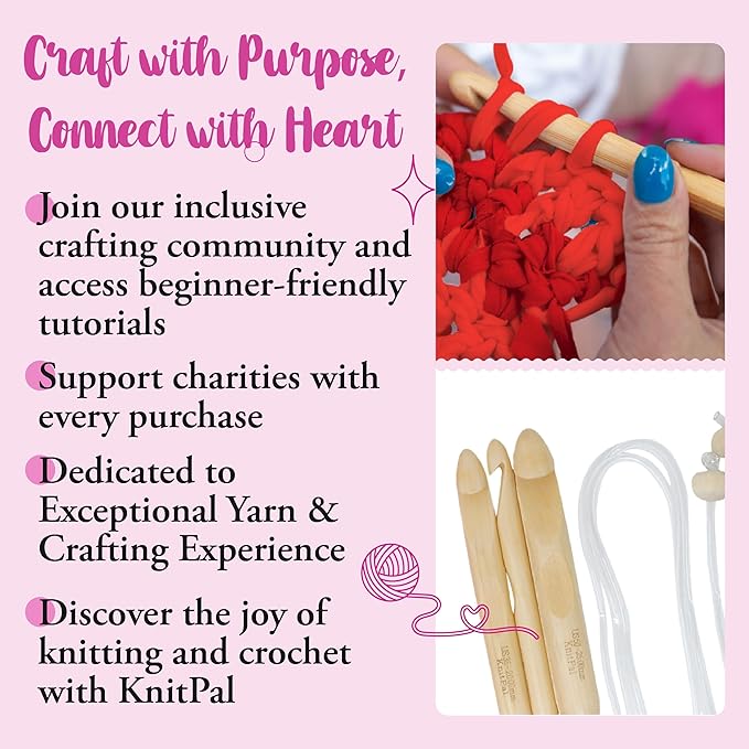 KnitPal 47-inch (120cm) Tunisian Crochet Hooks Set with Cable for Chunky Yarn - Afghan Wooden Crochet Hooks for Baby Afghan Blanket - 3 US Sizes: P/15mm, S/20mm and T/25mm