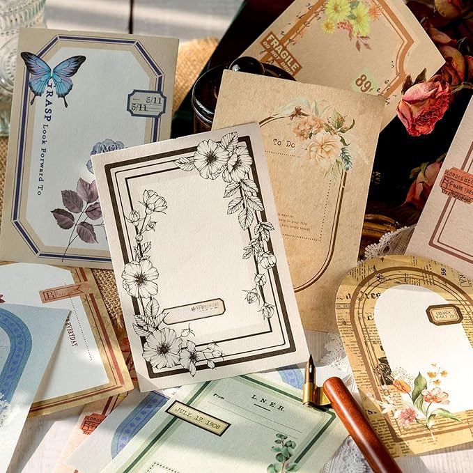 400PCS Vintage Scrapbook Paper Journaling Scrapbooking Supplies Kit Aesthetic Decorative Craft Paper Assorted for Bullet Junk Journals Card Making Craft DIY, Memory Post Office Series