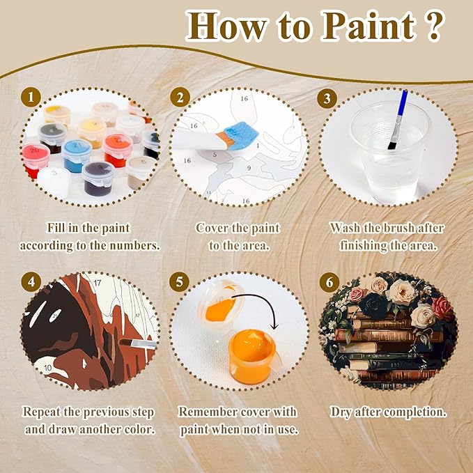 HMZephitiquc Paint by Numbers Kit for Adults Books, Book Paint by Number for Adults, Flowers Painting by Numbers, Easy Oil DIY Craft Kits for Gifts Home Wall Decor 16x20 in