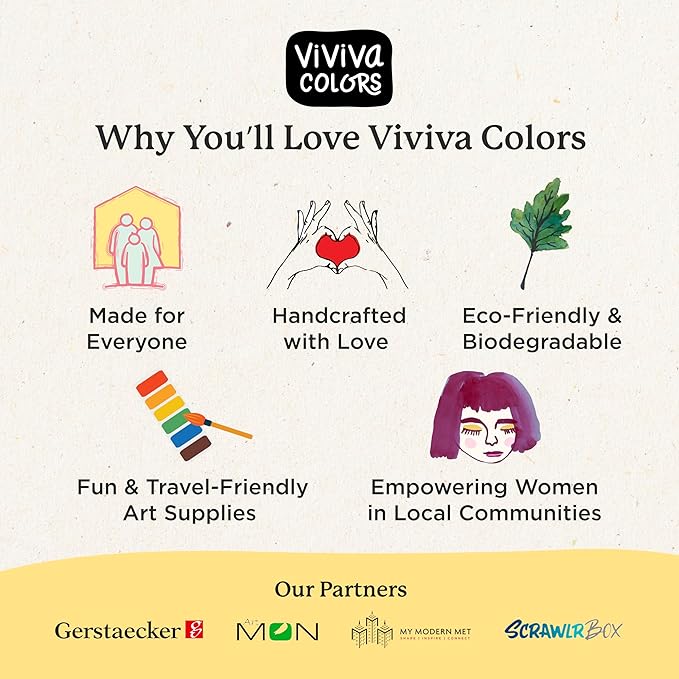 Viviva Colors A6 Travel Paint Set – Portable Watercolor Kit with 16 Colors, A6 Sketchpad, Leather Case, Waterbrush & Marker – Fun, Vibrant, Portable Travel Art Kit for Adults & Kids
