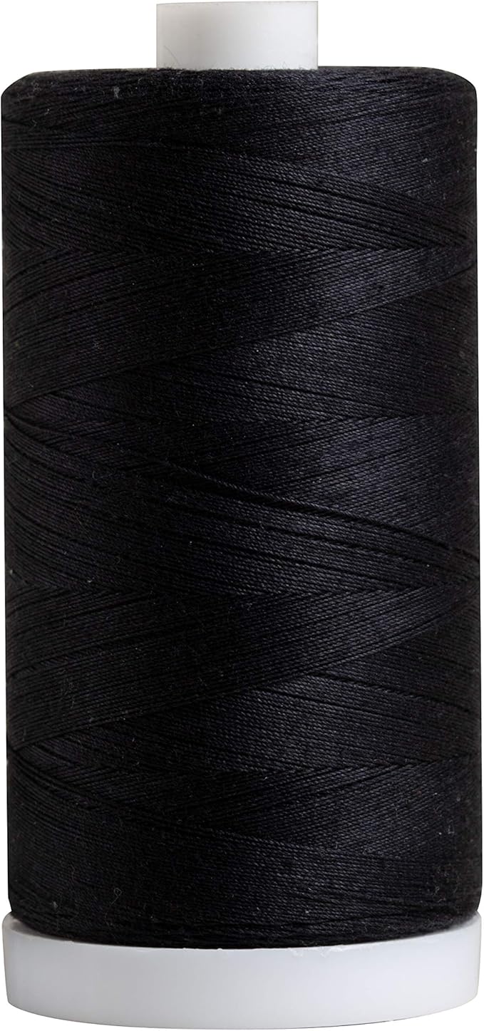 Connecting Threads Black 100% Cotton Thread for Sewing, Quilting, and Crafting - 50-Weight - 1200 Yard Large Spool (Black)