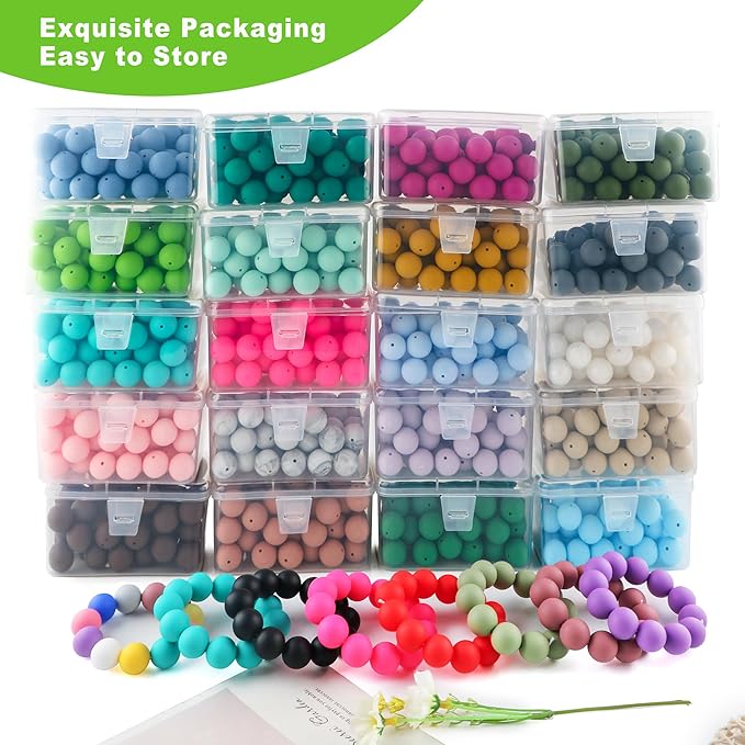 65Pcs 19mm Silicone Beads for Keychain Making Bracelet Necklace, Bulk Round Silicone Beads for Pens(Chartreuse)