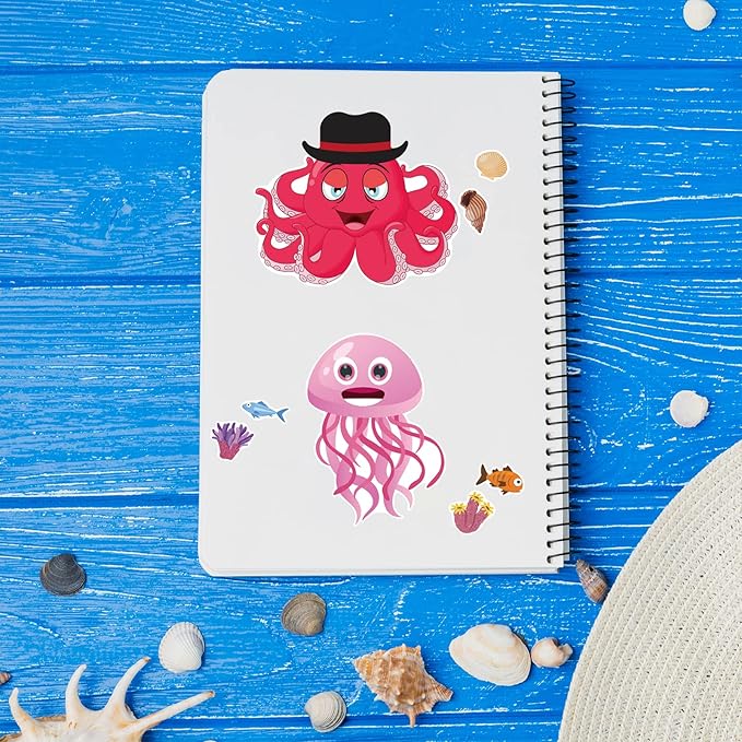 24 sheets 8.27''×5.9'' make your own sea animals stickers for kids toddlers, make a face stickers for kids party favors activities