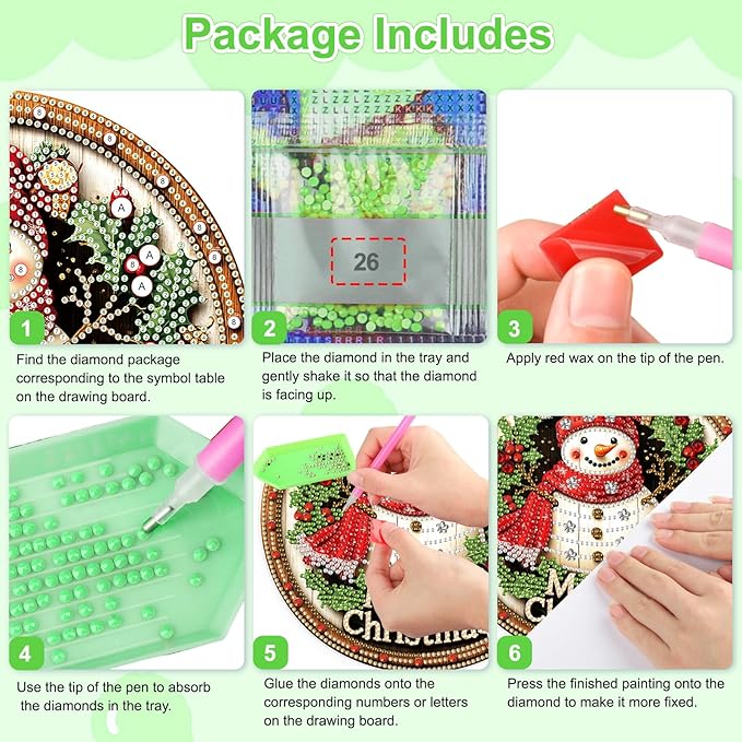 TOSTOG Christmas Hanging Diamond Art Kits for Adults, Snowman Diamond Paintings for Adults, Diamond Art Kits Window Pendant, 5D Diamond Paintings Hanging Pendant Kit Wall Decor and Gift