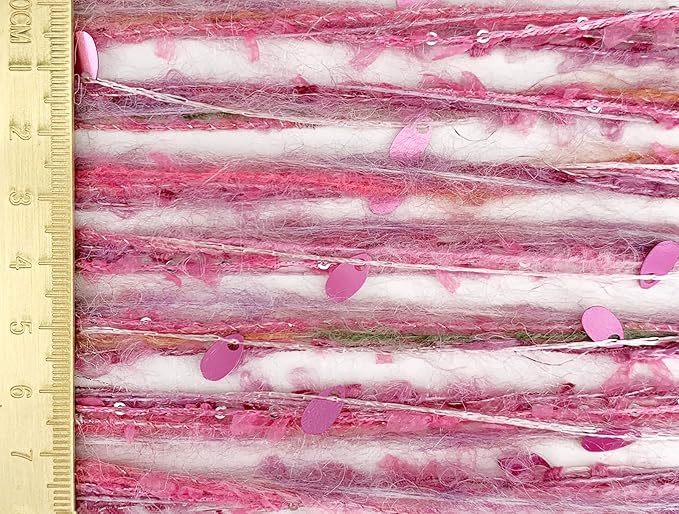 Artisanal Yarn Collection Multifiber Fancy Yarn with Sequins & Shimmering Threads for Knitting Crocheting Crafts DIY, Set of 3 Rolls (Hot Pink)