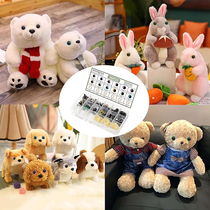 MAOQIAN 96pcs Safety Eyes for Amigurumi, 6 Colors 18mm Large Glitter Safety Eyes with Washers for Crocheting, DIY Crafts, Stuffed Animals