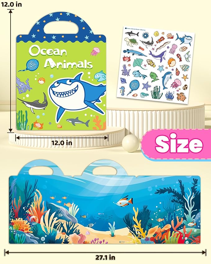 walenced reusable sticker book for toddlers, stickers for kids, toddler craft activities, toddler travel toys ages 3 and up boy girl birthday gifts