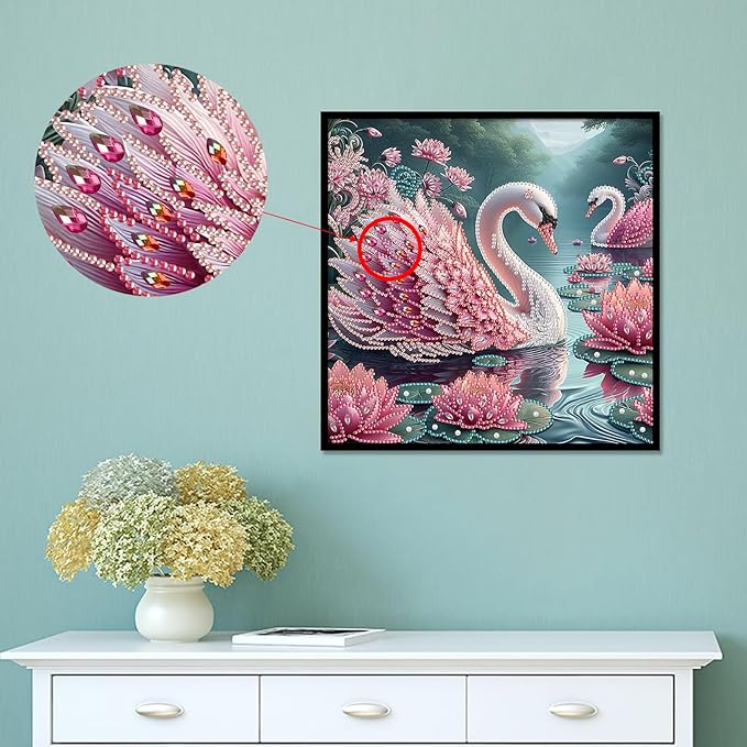 AiYuanzsh 5D Special Shape Diamond Art Kits for Beginners, Diamond Painting Kits for Adults, Crystal Rhinestones Diamond Painting for Home Wall Decoration Gift 12×12 inch/30×30 cm, Beautiful Swan