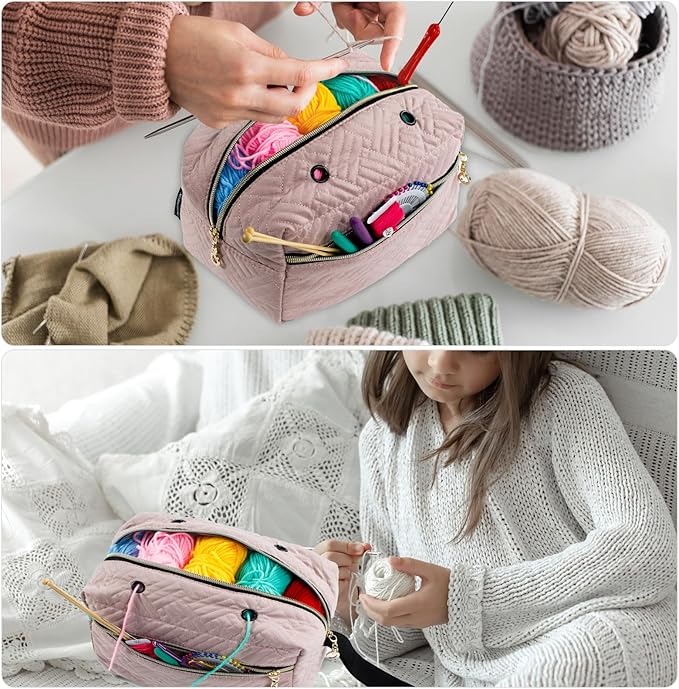 Small Crochet Bag Organizer - Knitting Bag - Yarn Storage Organizer - Yarn Bag for Crocheting - Yarn Holder for Crochet Accessories, Knitting Needles, Crochet Hooks, Knitting Gifts