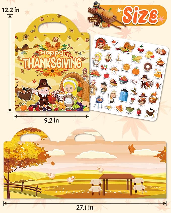 benresive reusable sticker books for kids, sticker books for toddlers, toddler travel toys activities crafts ages 3 and up birthday gifts - thanksgiving