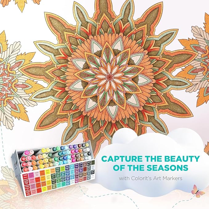 ColorIt Mandalas Volume IX Spiral Bound Adult Coloring Book with 50 Mandala Patterns for Relaxation and Stress Relief - Includes Perforated Pages, Thick Paper, Hardback Covers, and Blotter Page