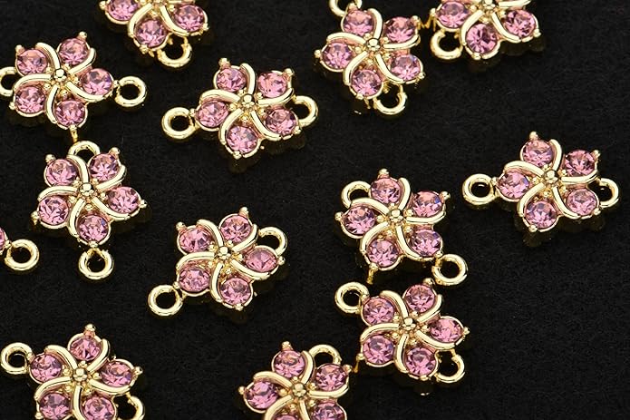 Pack of 20 Rhinestone Charms Gold Plated Pendants Pave Crystal Accessories for Necklace Bracelet Jewelry Making DIY Crafting