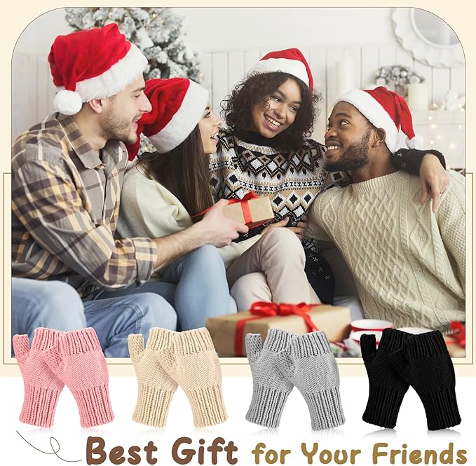 Maasechs 4 Pairs Knitting Kit for Beginners Adults Learn to Knit Gloves Hat Scarf Complete Knitting Crochet Starter Kit with Yarn Needles Stitch Markers Instruction Craft DIY Gift for Women Men Winter