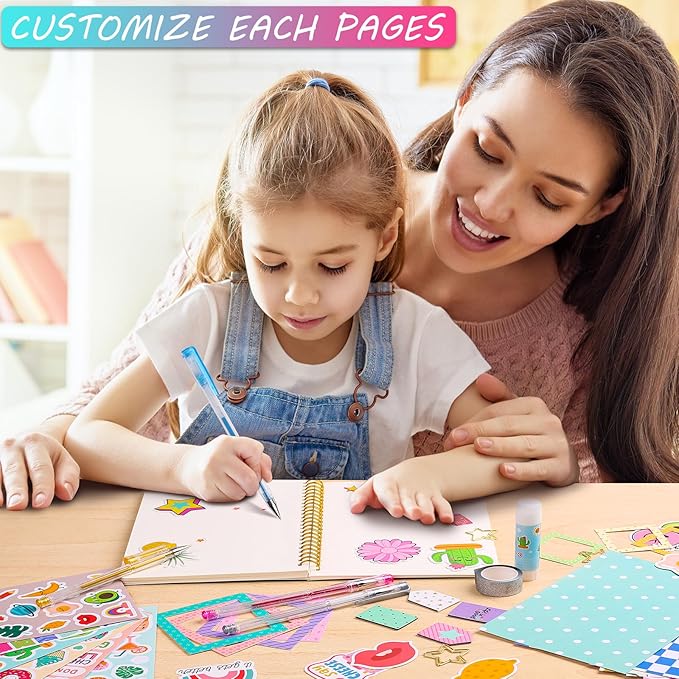 diy journal kit for girls, scrapbook & diary supplies set, birthday gifts for teen girls craft sets - unleash creativity journaling art crafts kit - ideal gifts for 8 9 10 11 12 13 14 year old girl