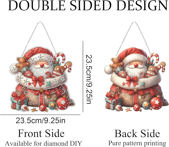 DIY Acrylic Diamond Art Painting Wreath Kits Special Shaped Rhinestone 5D Diamond Art Window Pendants Home Garden Wall Hanging Kits Hanging Ornament (Father Christmas)