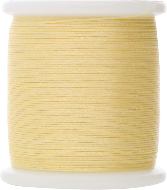 KO Nylon Beading Thread, Yellow Color, Japanese Pre-Waxed 100% Nylon, 330TEX, Tangle Resistant Knotting Cords, 50m /55 yds Spool, Use for Seed Bead Projects, Loom Work & Bead Weaving