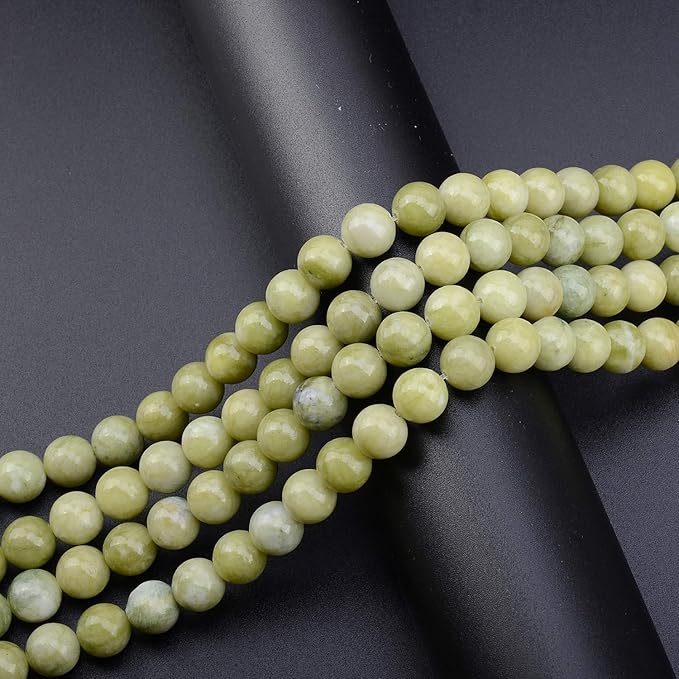 LPBeads 80Pcs Polished 10mm Round Natural Green Jade Gemstone Loose Beads with Stretch Cord for Jewelry Making Bracelets