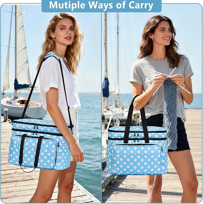 IBFUN 3PCS Crochet Bag with Wrist Yarn Holder, Large Yarn Storage Tote Waterproof Knitting Bag Organizer with Adjustable Strap for Hooks, Needles (Up to 14"), Accessories, Crochet Lovers, Tangle-Free