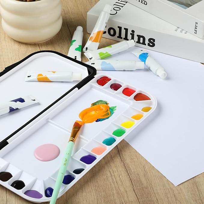 Mr. Pen- Airtight Watercolor Palette with Lid, Black, 18 Wells and 2 Mixing Areas, Empty Watercolor Palette, Paint Pallet with Lid, Folding Paint Tray