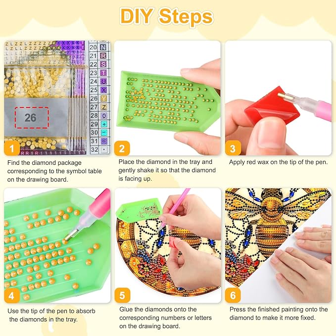 TOSTOG Diamond Art Hanging Kits for Adults, 5D Diamond Painting for Adults Window Pendant, Special Shape Diamonds DIY Bee Flowers Diamond Painting Hanging Pendant Kit for Wall Decor Gift
