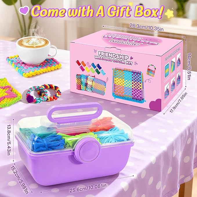 MIAOKE 478 Pcs Weaving Loom Kit, Includes Binding Needles and Colored Rings, Perfect for Making Handbags, Craft Potholders and Friendship Bracelets, Ideal Gift for Craft Enthusiasts