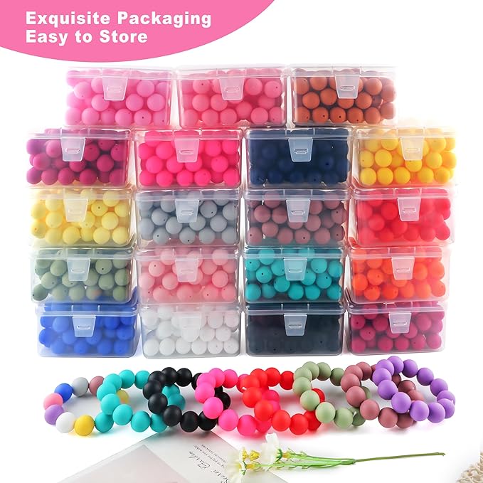 65Pcs 19mm Silicone Beads for Keychain Making Bracelet Necklace, Bulk Round Silicone Beads for Pens(Pink)