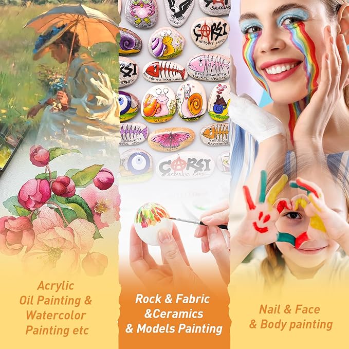 AROIC Small Paint Brushes Bulk,160 Pcs Black Nylon Hair Paint Brushes for Kids Flat Tip Round Acrylic Paint Brush Set,Acrylic Paint Brush Kits for Classroom Oil Watercolor Face Painting Touch Up