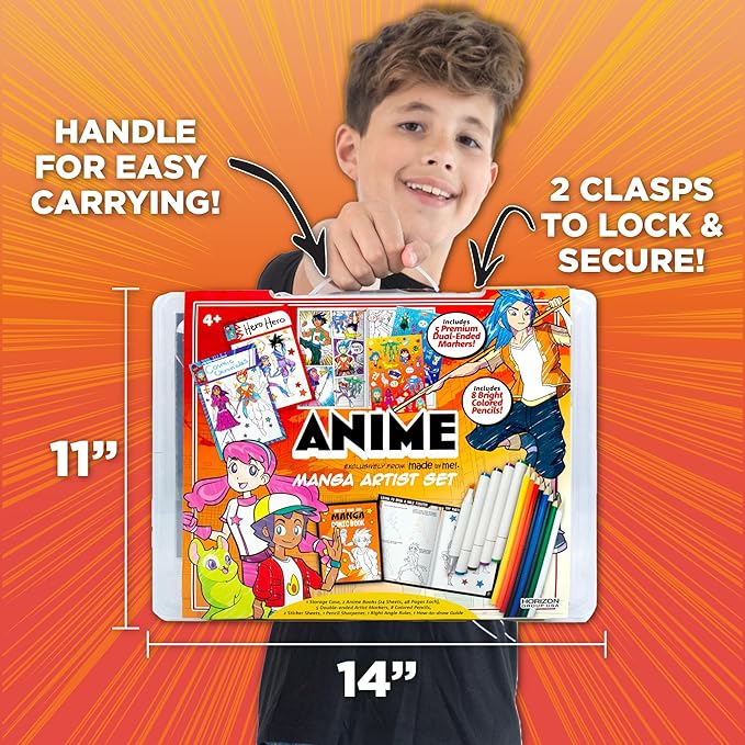Made By Me Manga Artist Set - How to Draw Anime & Create 2 Comic Books - Great Gifts for Anime Enthusiasts - Awesome Art Kit for Kids