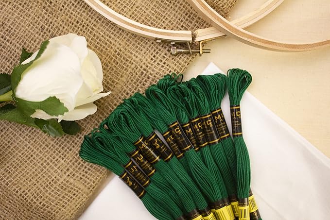 12 Pieces Emerald Green 923 Premium Embroidery Thread | 100% Egyptian Cotton Premium Skeins | Cross Stitch Embroidery Floss | Oeko TEX Certified Stranded Cotton (Emerald Green)