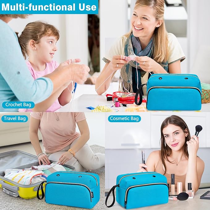 IBFUN Crochet Yarn Knitting Bag 2 Pcs Yarn Storage Organizer Crocheting Bags for Beginners with Hand Wrist for Crochet Accessories Needles Hooks Knitting