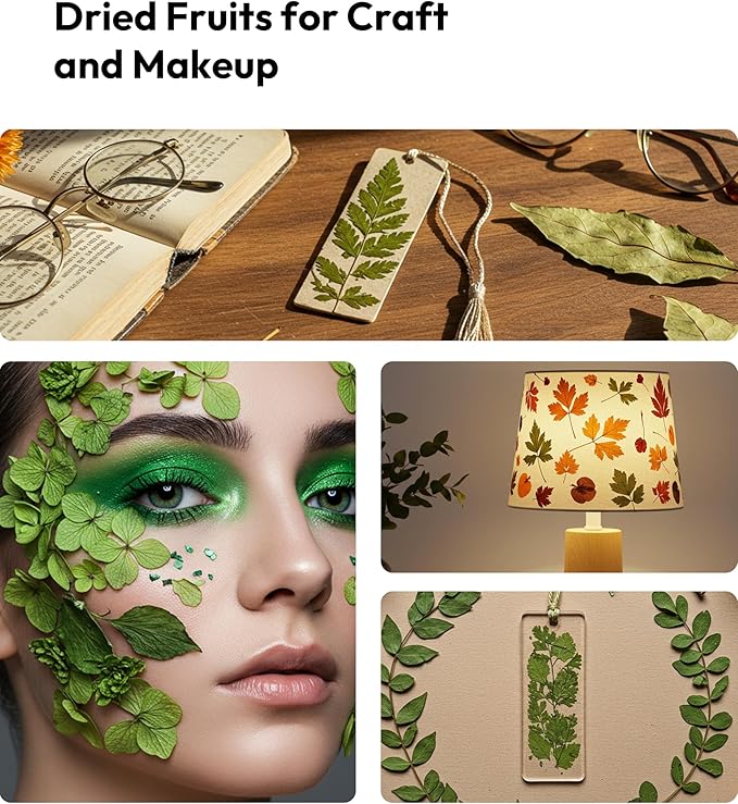 Resiners Dried Pressed Flowers for Resin Molds, Real Natural Dried Flowers Dry Leaves kit for Scrapbook Supplies Card Making Resin Jewelry Making Soap Candle DIY Crafts (Green Leaves100pcs)