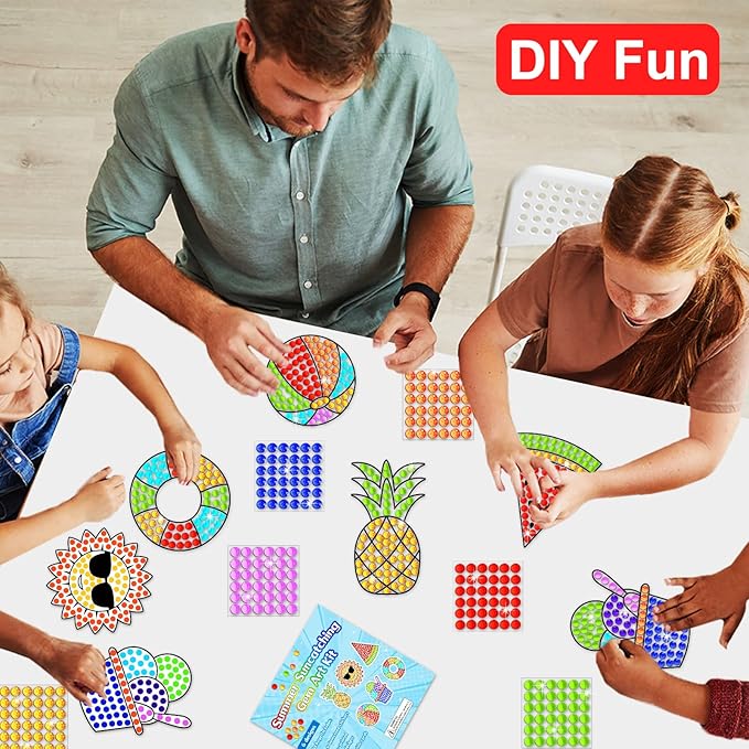 Qyeahkj 6pcs Summer Arts and Crafts Kits Suncatcher Easy Art Craft for Kids Children Teenagers at 4-12 DIY Fun Sun Fruit Diamond Painting Kits for Girls Boys Ages 3 4 5 6 8 10 12