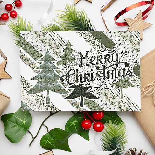 Whaline 12 Rolls Green Forest Washi Tape Watercolor Greenery Holiday Masking Tape Woodland Green Tree Plants Pattern Washi Tape for Scrapbook Journal DIY Craft Gift Wrapping