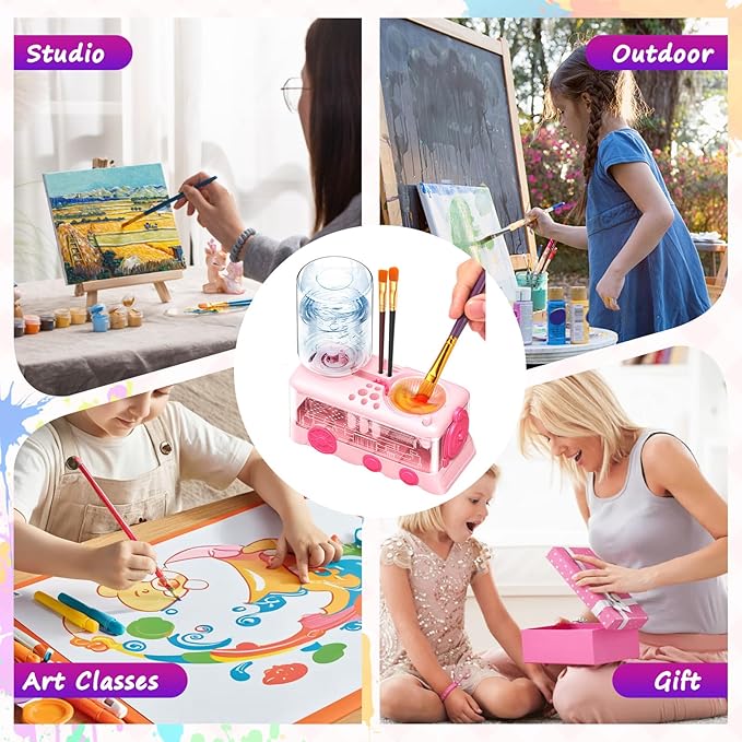 New Paint Brush Cleaner Tool,Brush Rinser Cup Painting Running Water Circulation Art Supplies for Acrylic,Watercolor and Water Based Creative Gift for Adult Artist Beginners Kids