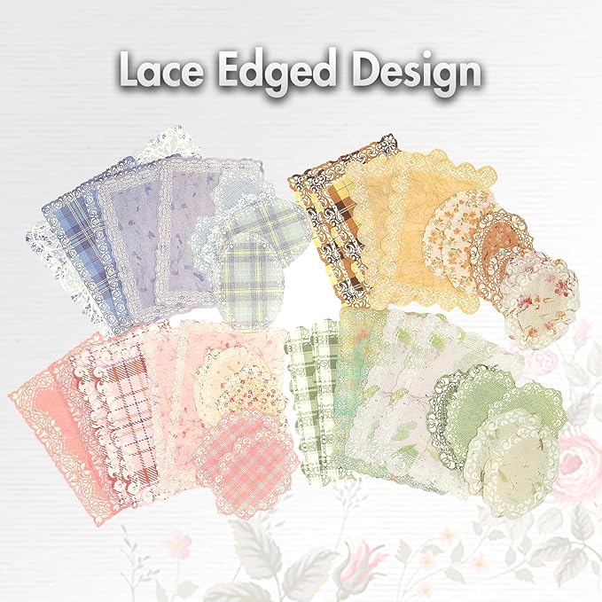 okupan vintage floral scrapbook paper & journaling stickers (400pcs) assorted set - 4 pack junk journal supplies for bullet journaling, retro crafts, planner, mixed media, collage card album