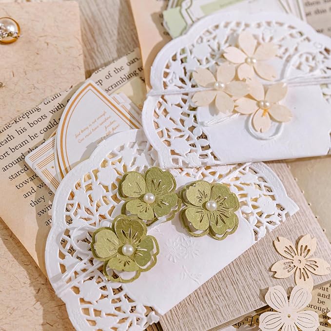 300PCS Vintage Scrapbook Paper Textured Journaling Scrapbooking Supplies Kit Hollow Out Decorative Craft Paper Assorted for Bullet Junk Journals Card Making Craft DIY, Encounter Garden
