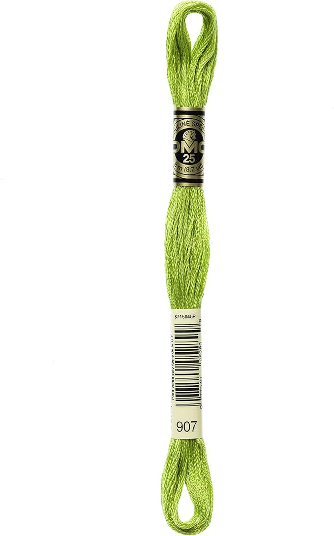 DMC 117-907 6 Strand Embroidery Cotton Floss, Light Parrot Green, 8.7-Yard