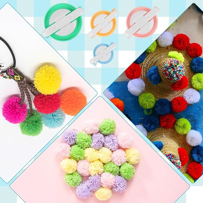 Zhaoyao Pompom Makers 4 Size Pom Poms Maker Tool Set DIY Fluff Ball Weaver for DIY Wool Yarn Knitting Craft Project with Cutter Scissors (with Accessories (10+10)