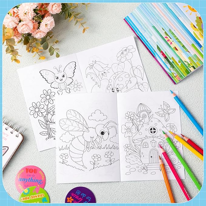 Liliful 144 Pcs Spring Coloring Book Bulk for Adult DIY Art Stress Relief Drawing Book with Vibrant Patterns for Adults, Party Favors, Goodie Bag Filler and Holiday Gifts