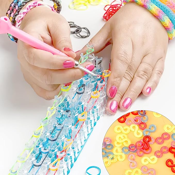 S Clips,1000 Pieces, Colorful, Loom Rubber Band Clips, Plastic Band Clips, Bracelets DIY Making Refill Kit, Connectors Refills, Loom Bracelets DIY Handicrafts, Exquisite Gadgets.