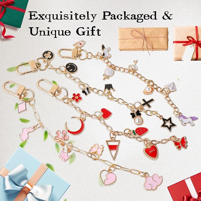 SUTROMA 423Pcs Lip Gloss Keychain Making Kit with Charms - Including 100 Charms 60 Keychain Clips 30 Extender Chains & Jewelry Pliers - DIY Keychains Supplies for Bag Charm and Jewelry Making (Kind2)